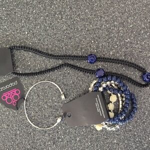 Paparazzi Blueish Purple and White Layered 2 Bracelet with set